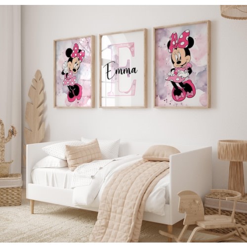 Custom Minnie Mouse Wall Art Set of 3 Prints Personalized Name Sign Girl Room Decor Printable, Custom Name Print, Girls Nursery Decor - Etsy
