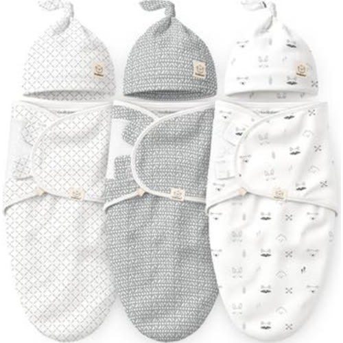 3-Pack Soothe Swaddle Wraps with Knot Hats, Medium
