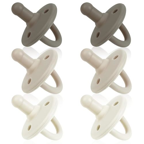 Sweet Child Pacifiers 0-18 Months, Set of 6 Ultra-Light Silicone Binkies with Collapsible Handle & 3 Air Holes for Added Safety, Best Newborn Pacifiers for Baby Boys Or Girls