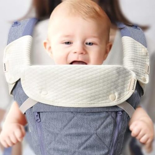 Bebamour Drool and Teething Reversible Cotton Pad For All Carry Positions Baby Carrier White Drool Bib For Boys & Girls (White)
