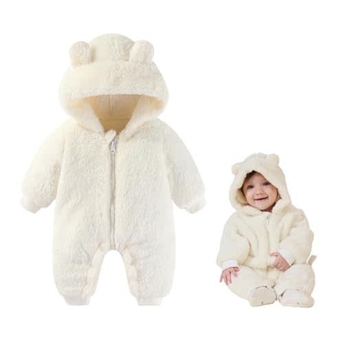 AiWMGL Newborn Baby Bear Outfit Suit Girls Boys Fleece Jumpsuit Romper Hooded Winter Snowsuit Clothes