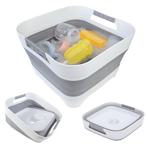 GIMWA Wash Basin for Baby Bottles, Foldable, Versatile Wash Tub for Kitchen, RV, Outdoor Camping Sink, Sturdy & Easy to Clean