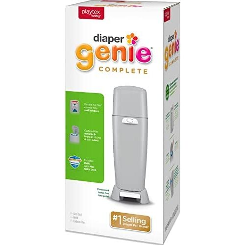 Diaper Genie Complete Pail (Grey) | Odor-Controlling Baby Diaper Disposal System | Includes Diaper Pail & 1 Refill Bag
