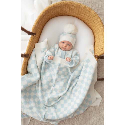 Border Knit Blanket | Blue Checker – Little and Fern