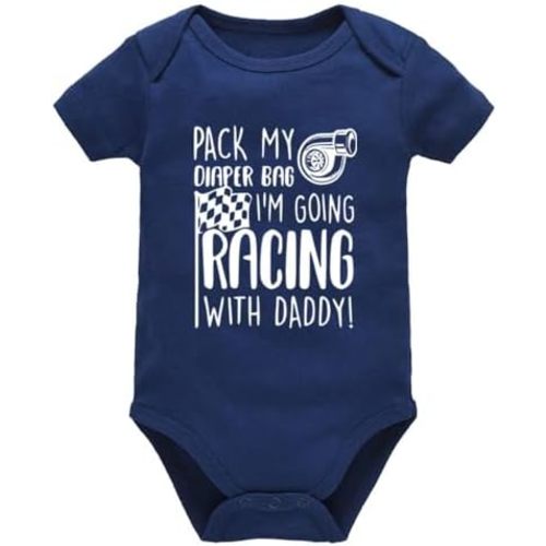 Pack My Diaper Bag I'm Going Racing With Daddy Baby Cloths Long Sleeve Unisex Infant Rompers Bodysuit