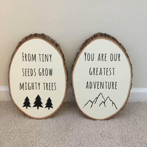 Handlettered Wood Nursery Sign, Boho Woodland Decor, Baby Shower Gift, You Are Our Greatest Adventure, From Tiny Seeds Grow Mighty Trees