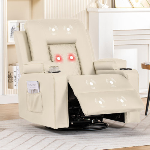 COMHOMA Recliner Chair, Rocker Swivel Recliner with Massage and Heat, Swivel Reclining Chair for Adults, Rocker Manual Recliner with Cup Holders and Side Pockets for Living Room & Reviews | Wayfair