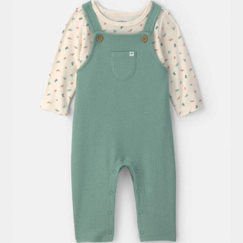 Baby 2-Piece Dinosaur Overall Set - Green/Cream | Carter’s Oshkosh Canada