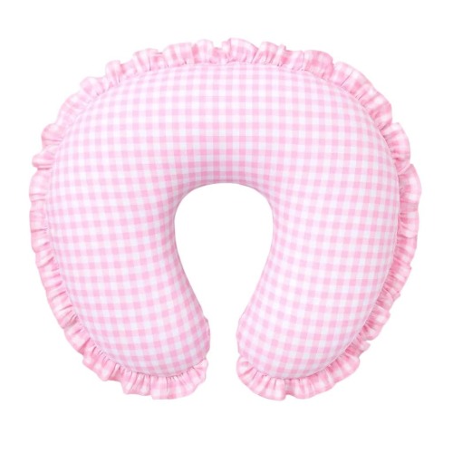 Pink Gingham Ruffle Nursing Pillow Cover Breastfeeding Pillow Cover for Baby Girls Baby Shower Gift Neutral Baby Pillow U Shape