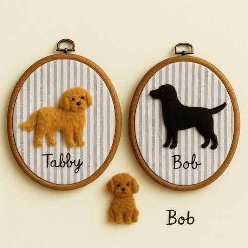 Custom Needle Felted Pet Portrait Embroidery Hoop: Personalized Dog Cat Memorial Gift,Nursery Decor