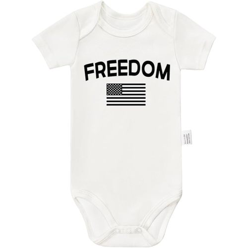 Freedom Patriotic Bodysuit With USA Flag Clothes, Baby Christmas Outfit, Cute Infant Fashion Short Sleeve Clothing