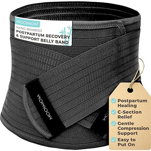 Postpartum Belly Band, Abdominal Binder Post Surgery, Abdomen Hernia Support Belt, Waist and Pelvis Belt for Stomach Support, Back Pain Relief (Polyester Made with Bamboo Charcoal Fiber)