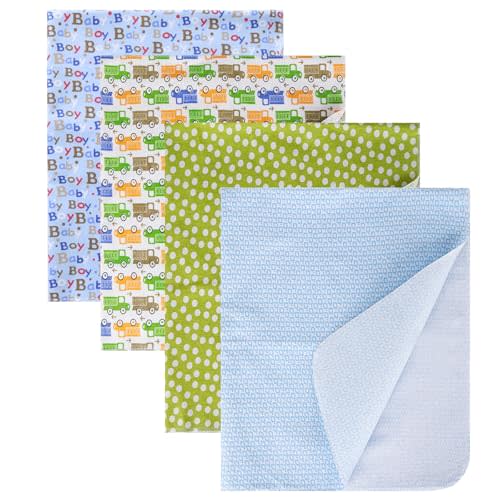 Cotton Flannel Receiving Blankets 4 Pcs, Baby Swaddle Blankets, Infant Flannel Blanket 30 X 30 Inch for Boy and Girl (Style11)