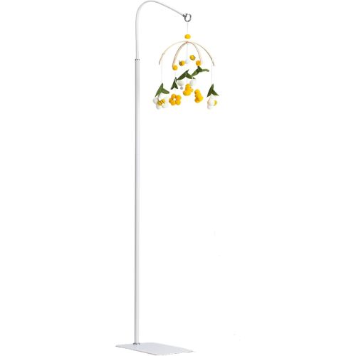 Metal White Floor Stand for Crib Mobile Arm,3Lbs Sturdy Base,68.9“-31" Height Adjustable,Nursery Mobile Floor Holder Hanger Compatible with Baby Cribs Mobile Hanging & Bassinets (FSFCH0002)