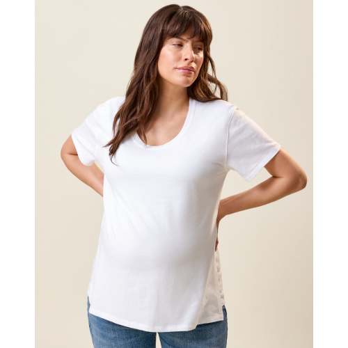 Relaxed Cotton Maternity & Nursing T-shirt | White – Kindred Bravely