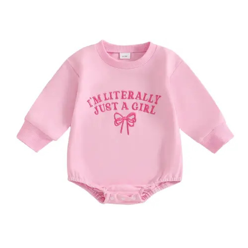 Newborn Bow Baby Girl Outfit I'm Literally Just a Girl Onesi - TikTok Shop