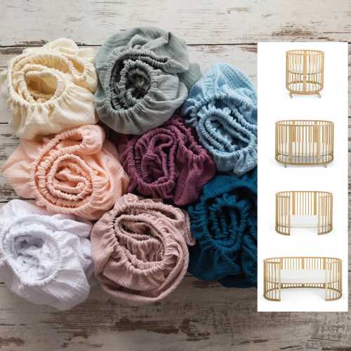Organic Cotton Muslin Crib Sheet for Stokke | Soft, Breathable, Eco-Friendly Baby Bedding | HandMade Fitted Crib Sheet for Stokke V2 | V3