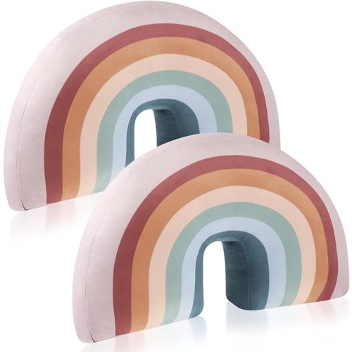 Chunful Rainbow Pillow for Girls Kids 13.8 x 8.7 x 4 Inch Plush Cute Rainbow Throw Pillow Arch Shaped Cushion Stuffed Decoration for Bed Chair Room Home Decor Easter Day(Pastel,2 Pcs)
