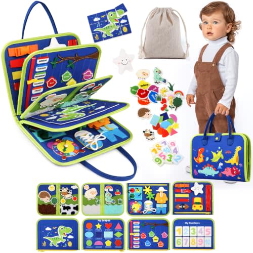 Busy Board Montessori Sensory Busy Book for Toddler Boy Birthday Gift Toy | oliday Gift for Kids, Airplane Car Travel Toy, Fine Motor Skills, Preschool Learning, Sensory Activities, Educational Toy