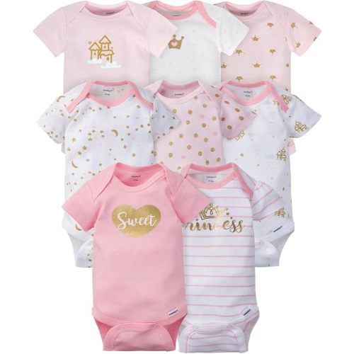 Gerber Baby Girls' 8-pack Short Sleeve Onesies Bodysuits