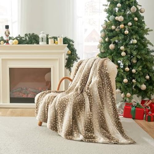 Cozy Bliss Luxury Faux Fur Throw Blanket Animal Striped Print, Non Shedding Double Sided Sherpa Blankets Super Soft Fluffy Thick Warm Throws Home Decor for Couch Bed Sofa Women (Brown, 60x80 Inches)