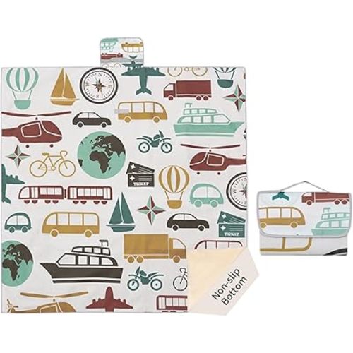 Insular Baby Splat Mat for Under High Chair/Arts/Crafts, Anti Slip and Waterproof Splash Mat for Floor, Portable Picnic Mat, 51x51 Inch, Vehicle