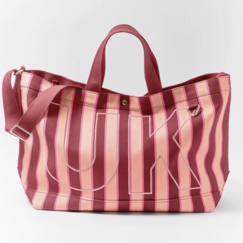 Striped Custom Alpha Tote - Currant