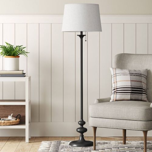 62.5"x16" Londonberry Stick Floor Lamp Black - Threshold™: Pull Chain, ETL Listed, Metal Base