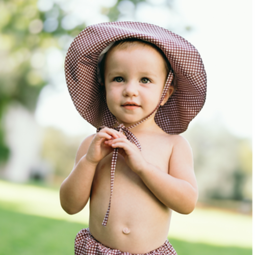 baby cocoa gingham sun hat – minnow