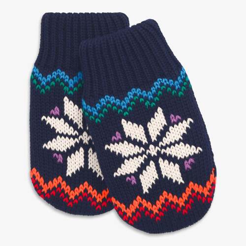 Baby fleece-lined rainbow snowflake fair isle mittens | Primary.com