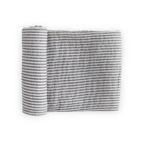 Little Unicorn Swaddle Blanket for Newborns, Toddler Muslin Blanket - Grey Stripe