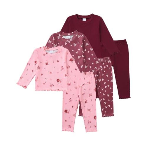 Toddler Baby Girl Clothes Outfits 6-Piece Fall Winter Clothing Set | Multi‑Color Basic Top and Pant Set,Cute Ruffle Baby Clothes,Long Sleeve Toddler Matching Set,Casual Daily Outfits,Baby Stuff