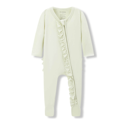 Aloe Luxe Solid Ruffle Footed Romper | Maisonette, 6-9M