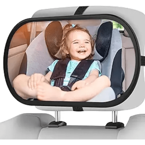 Baby Car Mirror, Safety Car Seat Mirror for Rear Facing Infant, Clear Wide View, 360°Rotation, Easily Observe the Baby Move, Secure, Shatterproof, Crash Tested and Certified (Black)