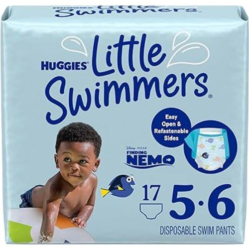 HUGGIES Swim Diapers, Size 5-6 Large, Huggies Little Swimmers Disposable Swimpants, 17 ct ( Packaging may vary )