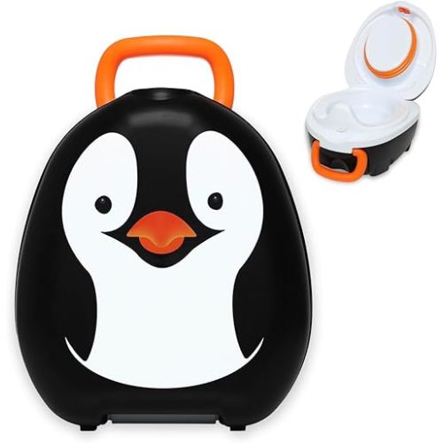 My Carry Potty - Penguin Travel Potty, Award-Winning Portable Toddler Toilet Seat for Kids to Take Everywhere
