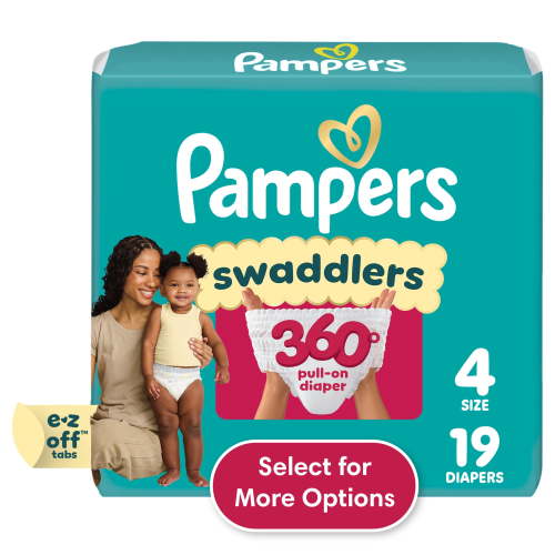 Pampers Swaddlers 360 Baby Diapers Size 4, 19 Count (Select for More Options)