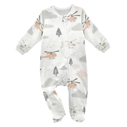 vvfelixl Forest Helicopter Baby Sleepers for Girl Boys Newborn Baby Play One-Piece Footies for 0-3 Months