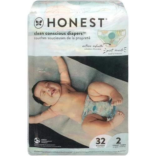 The Honest Company Daytime Diapers, Multi-Colored Giraffes, Size 2, 32 Ct