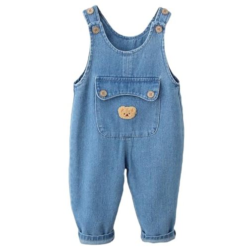 SEAUR Baby Boy Girl Cotton Overalls Casual Button Bib Suspender Pants Cute Romper Loose Jumpsuit One Piece Basic Outfit