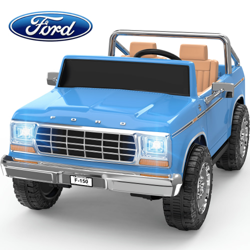 TOKTOO 24V Ride on Car for Big Kids, Licensed 1973 Ford F-150 2 Seater 24 Volt Ride on Toy, Kids Electric Car with Large Storage Box, Remote Control, 400W Powerful Motors, 4 Wheels, Blue