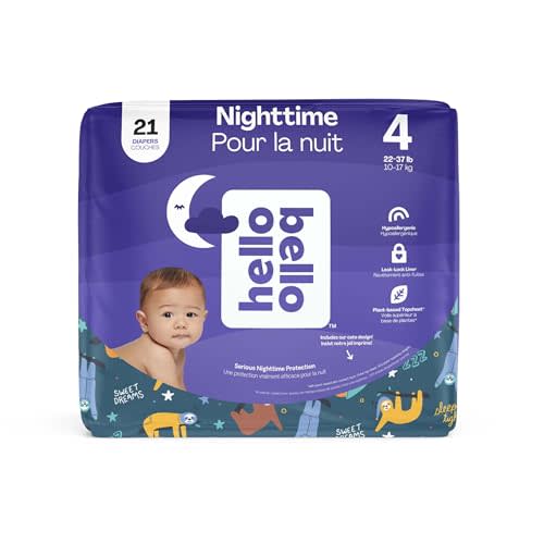 Hello Bello Premium Overnight Baby Diapers Size 4, 21 Count, Unisex, Ultra Absorbent and Soft Disposable Diapers for Babies and Toddlers