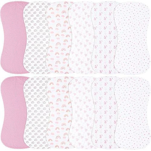 Baby Burp Cloths Large Size 3-Layers Thicken 100% Cotton Super Absorbent and Soft Baby Spit Up Burping Rags Baby Burp Cloth Set for Girls 12 Pack