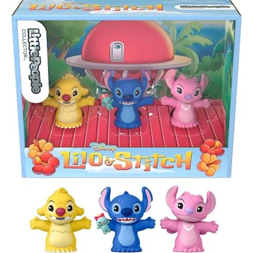 Little People Collector Set Disney Stitch & The Cousins Special Edition for Fans, 3 Character Figures in a Display Package