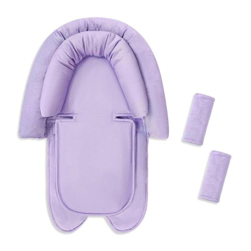 SWESEN Infant Car Seat Insert & Strap Covers, Car Seat Head Support for Baby Girls, 2 in 1 Breathable Air Mesh Car Seat Insert for Newborns, Double-Sided Reversible, for Infants Aged 0-12 (Purple)