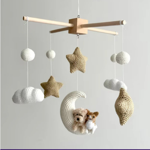 Pet Moon Brown | Custom Crochet Pet Nursery Baby Mobile – My Dollfy