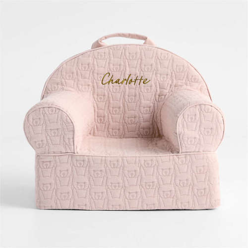 Small Lilac Rose Organic Cotton Quilted Bunny Kids Lounge Nod Chair