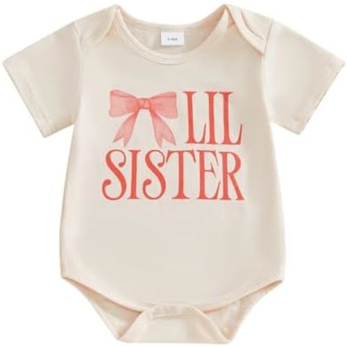 Big Sister Little Sister Matching Outfit Newborn Baby Girl Short Sleeve Romper Toddler Girl T-Shirt Top