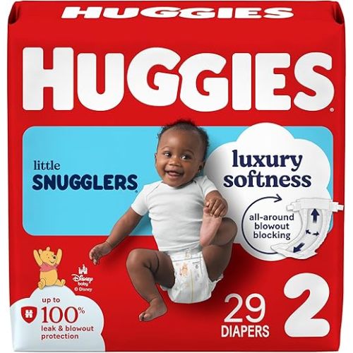 Huggies Size 2 Diapers, Little Snugglers Baby Diapers, Size 2 (12-18 lbs), 29 Count, Packaging May Vary