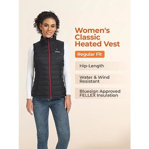 ORORO Women's Lightweight Heated Vest with Battery Pack (Charger Not Included)